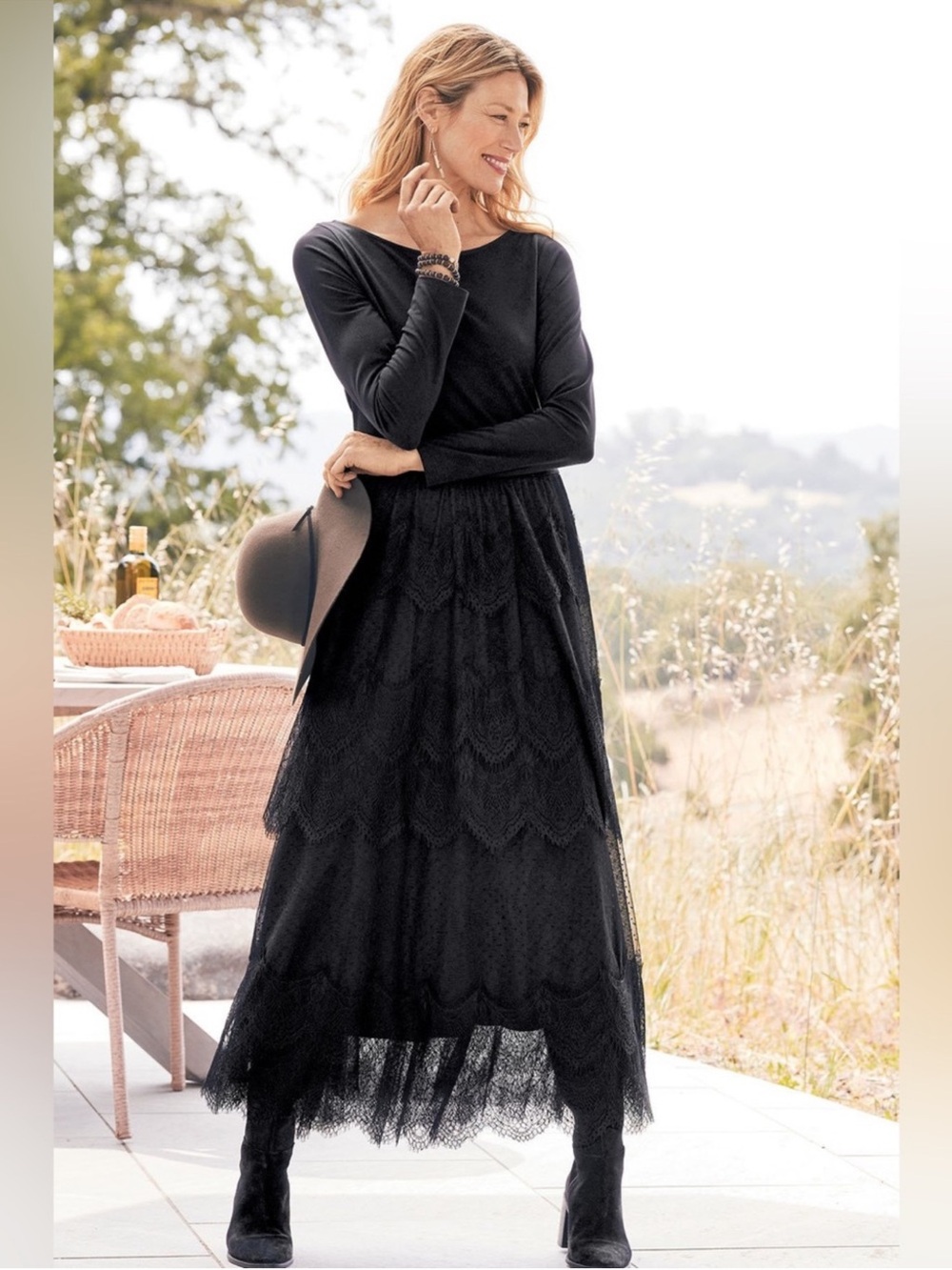 Soft Surroundings Frederica Dress Black Large Petite Romantic Goth Victorian
